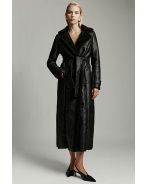 Bardot Vegan Leather Shirling Coat - Black
