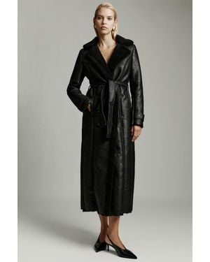 Bardot Vegan Leather Shirling Coat - Black