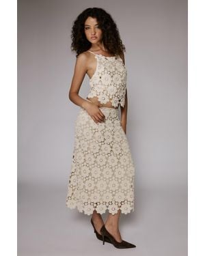 Bardot Veneta Crochet Midi Skirt - Gray