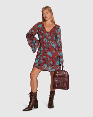 Belle & Bloom 5Th Ave Leather Backpack - Red