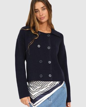 Belle & Bloom Make It With You Buttoned Cardi Jacket - Blue