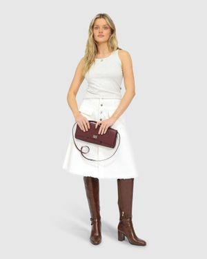 Belle & Bloom Let Me Wander Button Front Denim Midi Skirt - White