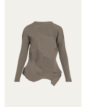 Issey Miyake Kone Kone Textural Ribbed Crewneck Sweater - Gray