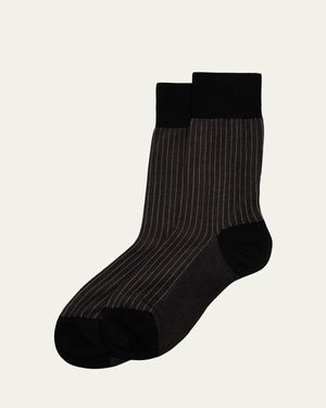 Sozzi Calze Cotton Stripe Oxford Socks - Black