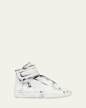 Maison Margiela Future Bianchetto Leather Mid-Top Sneakers - Natural