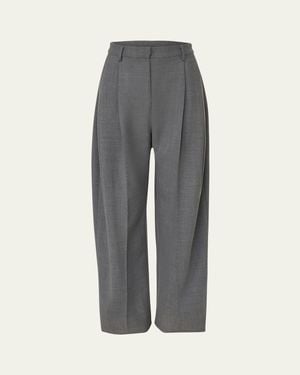 Carolina Herrera High-Rise Pleated Wide-Leg Pants - Gray