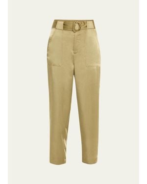 Ramy Brook Hayden Belted Cropped Satin Pants - Natural