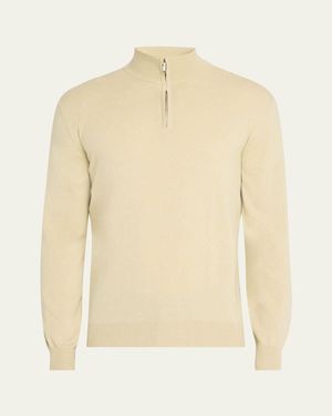 Loro Piana Baby Cashmere Quarter-Zip Sweater - Natural