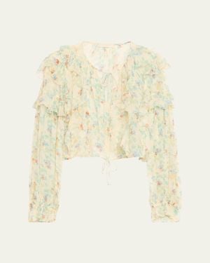 Ulla Johnson Delfina Long-Sleeve Silk Chiffon Blouse - Natural