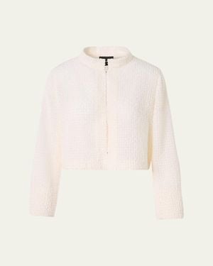 Akris Hockney Fringed Techno Short Bolero Jacket - Natural