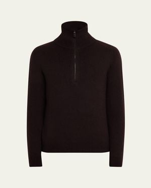 Brioni Cashmere And Silk Knit Half-Zip Sweater - Black