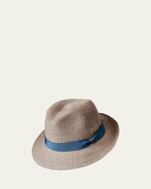 Inverni Small-Brim Woven Hemp Panama Hat - Natural