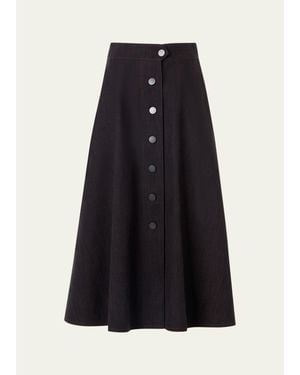 Akris Punto Button-Front Cotton Denim Midi Skirt - Black