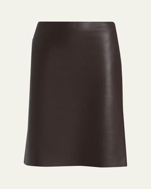 Ferragamo Nappa Leather Pencil Skirt - Black
