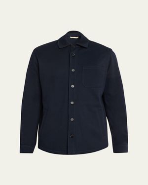Baldassari Virgin Wool Chest-Pocket Overshirt - Blue