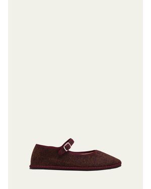Vibi Venezia Mary Jane Wool-Blend Flats - Brown