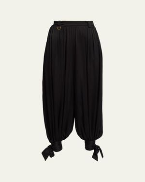 Chloé Silk Charmeuse Balloon-Leg Ankle Pants - Black