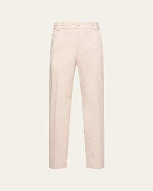 Moncler Tailored Stretch Cotton Straight-Leg Pants - Natural