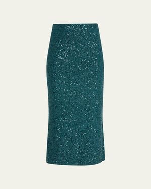 LAPOINTE Cashmere Sequin Midi Skirt - Green