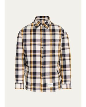 Givenchy Couture Seam Checked Cotton Overshirt - White
