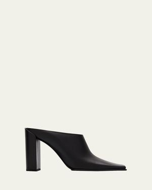 Alaïa Leather Square-Toe Mules - Black