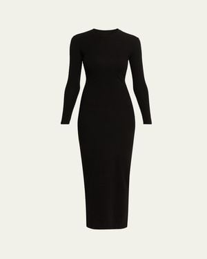 AEXAE Long-Sleeve Knit Midi Dress - Black