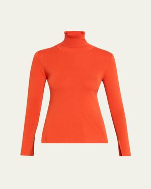 Ashlyn Kiana Silk-Cotton Turtleneck Sweater - Red