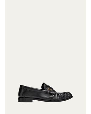Saint Laurent Le Leather Ysl Penny Loafers - White