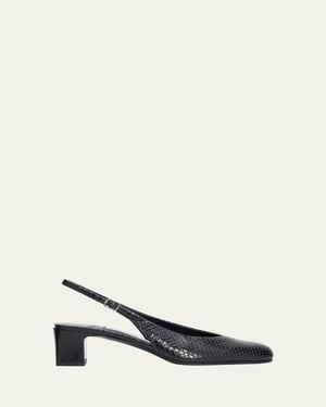 Jimmy Choo 45Mm Eyla Embossed Leather Slingback Pumps - Natural