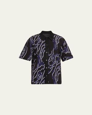 3.1 Phillip Lim Wood Grain-Print Sport Shirt - Blue
