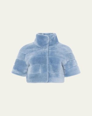 Gorski Reversible Shearling Lamb Bolero - Blue