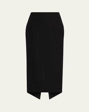 Lanvin Silk-Blend Asymmetric Slit Midi Skirt - Black