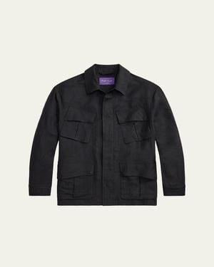 Ralph Lauren Silk And Linen Flap-Pocket Field Jacket - Blue