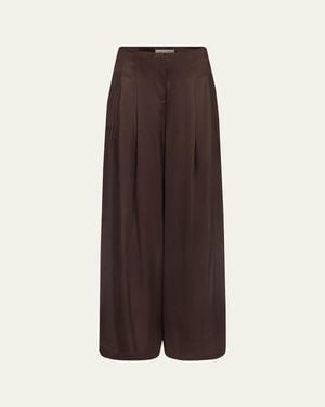Twp Drew Silk Wide-Leg Pants - Brown