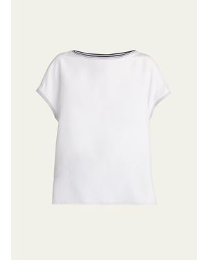 Giorgio Armani Stretch Silk Short-Sleeve Top - White