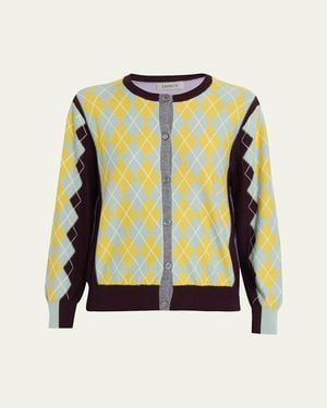 Zankov William Wool Argyle Colorblock Cardigan - Blue
