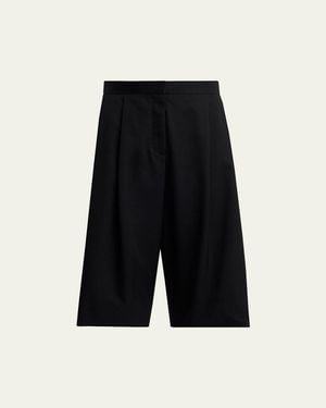The Row Kalyan Wide-Leg Wool Gabardine Shorts - Black