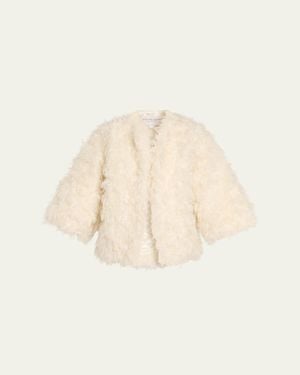 Michael Kors Mohair Faux-Fur Open Jacket - Natural