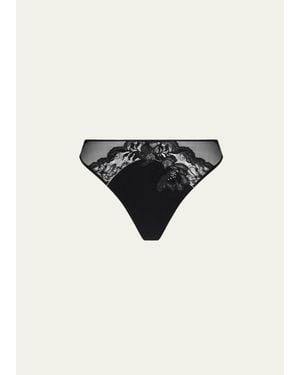 Lise Charmel Cuir Sexy Couture Mesh & Lace Thong - Natural