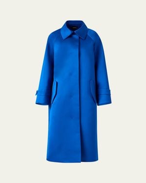 Akris Elliot Oversized Silk Duchess Coat - Blue