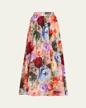 Alice + Olivia Nilda Floral Maxi Skirt - White