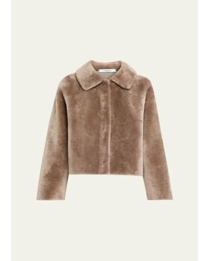 Fleurette Odette Reversible Cropped Shearling Jacket - Natural