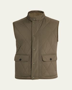 Ralph Lauren Superfine Nylon Snap-Front Quilted Vest - Green