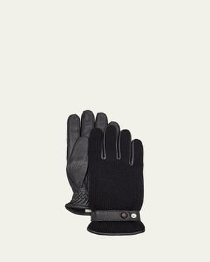 Hestra Christopher Elk Leather And Cashmere Knit Gloves - Black