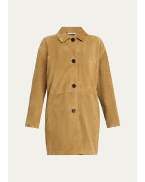 The Row Damir Suede Single-Breasted Car Coat - Natural