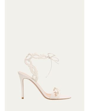 Gianvito Rossi 95Mm Nappa Leather Vine Ankle-Tie Sandals - Natural