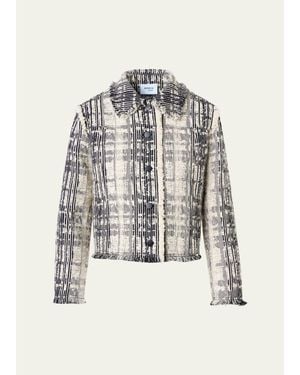 Akris Punto Textured Raw Cotton Denim Jacket - White