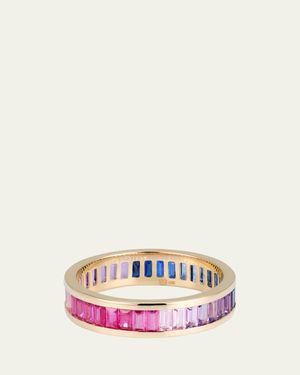 Sydney Evan 14K And Gemstone Channel-Set Baguette Eternity Ring - Multicolor