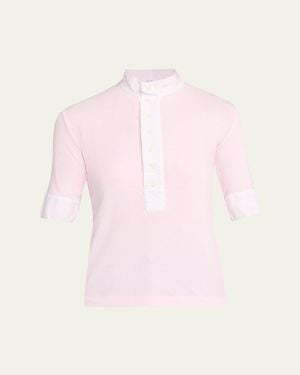 All Three Maria Ribbed Henley Shirt - Pink