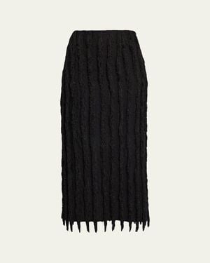 Zankov Merino Wool/Silk Pleated Maxi Skirt - Black